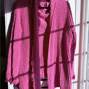 Free People Vibrant Pink Cardigan
